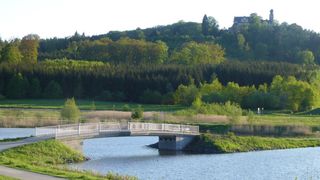 Goldbergsee Coburg mit Blick auf Schloss Callenberg