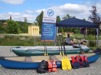 Neißeterrassen von Guben - Bootsvermietung der Firma expeditours