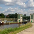 Blick auf die Schleuse Hohensaaten Ost, Hohensaaten