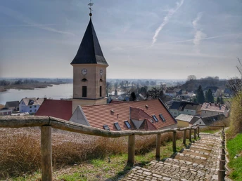 Lebus, Stadtpfarrkirche, Burgberg, Ausblick, Weitblick, Oder, Flusslandschaft Oder, Seenland Oder-Spree, Foto Angelika Laslo