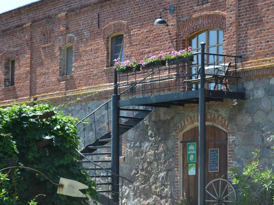 Blick auf das Landgut in Kruge