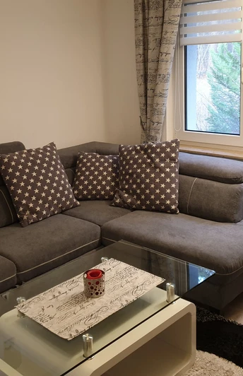 Gemütlicher Wohnbereich im Ferienhaus "Waldidyll"