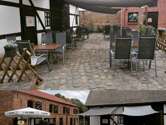 Unser Naturparkteller, sowie Außen- und Innenbereich der Museumsschänke