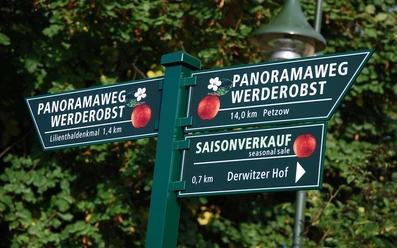 Wegweiser Panaoramaweg Werderobst im Havelland