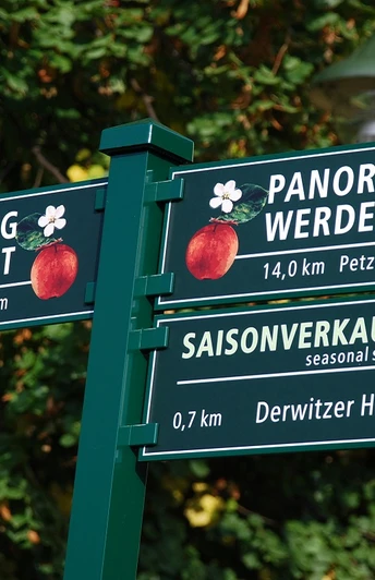 Wegweiser Panaoramaweg Werderobst im Havelland