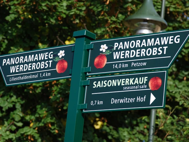 Wegweiser Panaoramaweg Werderobst im Havelland