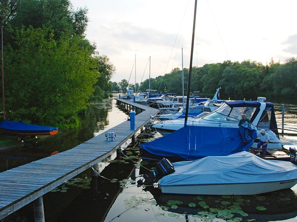 Gastanleger Buhnenhaus - großes, grünes Gelände mit Zeltplatz und Ausflugslokal
