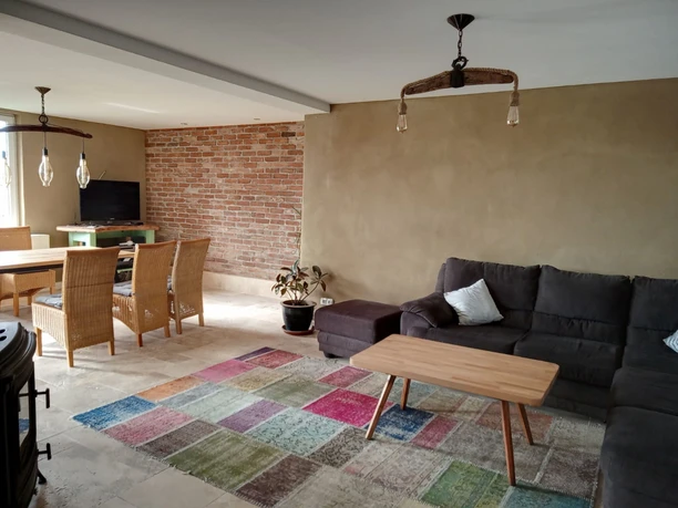 Wohnbereich im Ferienhaus Spree-Alpakas