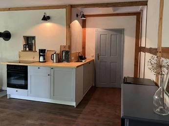 Küche in der Pension am Gutshof Wölsickendorf