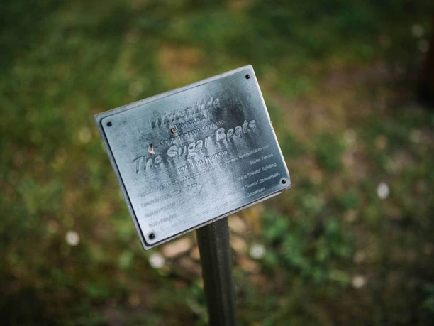 Plakette an der Bank