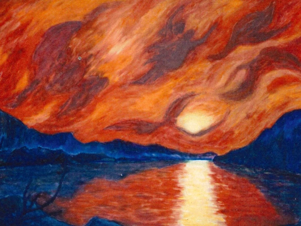 Hansueli Urwyler roter Himmel Brienzersee