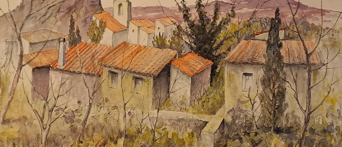 Bild Werner Wild - Les Baux-de-Provence, Südfrankreich (Bleistift und Aquarell)