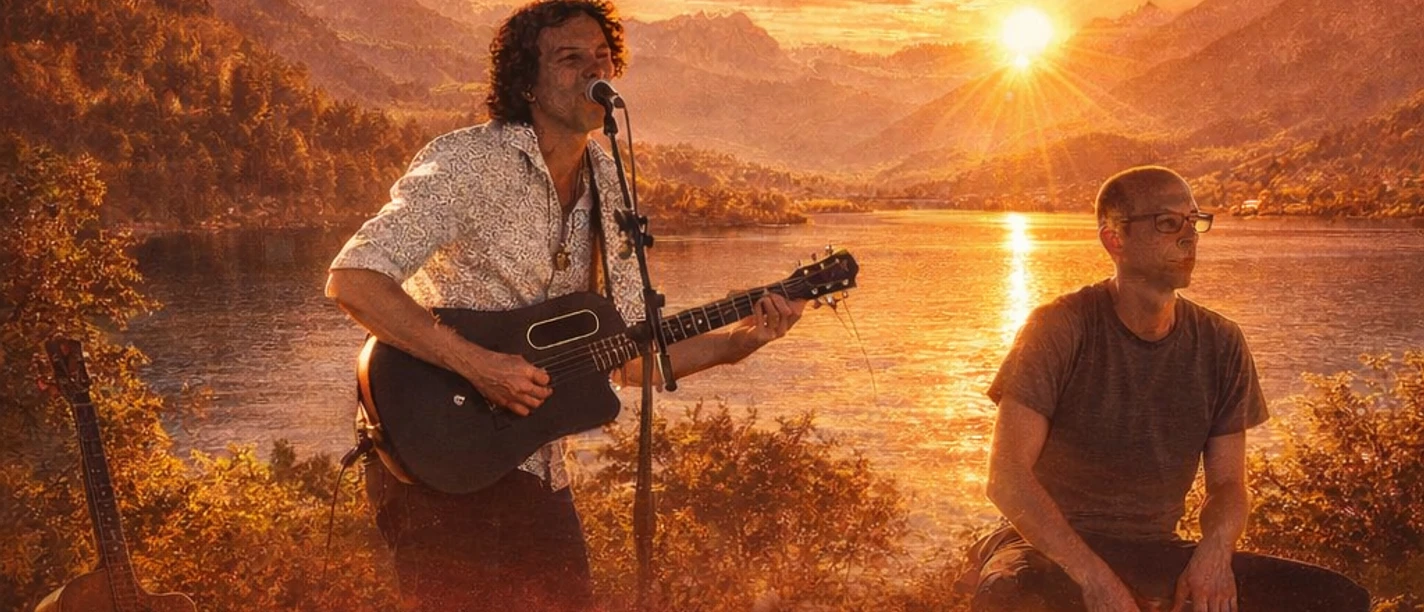 Live Konzert am See mit Sonnenuntergang