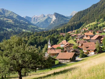 Blick auf Dorf Diemtigen