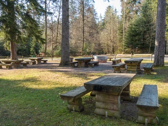 Sitzgelegenheiten am Grillplatz Reute