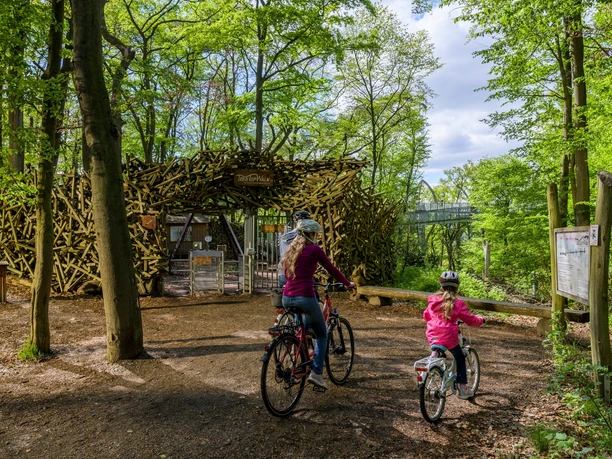 Mit dem Fahrrad bis zum Eingang