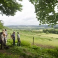 Sachsenring Geführte Wandergruppe im nördlichen Sachsenring von Bad Driburg, mit Ausblick auf Alhausen.
