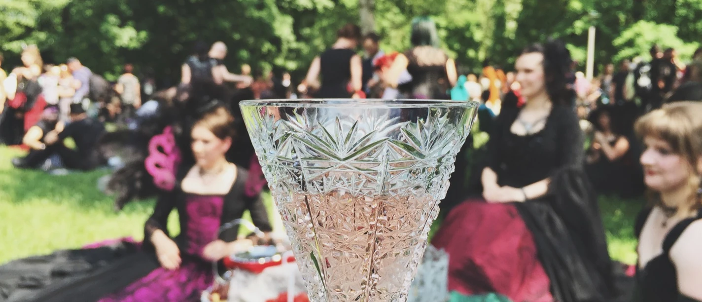 Viktoriánský piknik na festivalu Wave Gotik Treffen v Lipsku