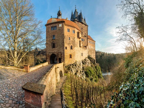 View from the main entrance to Kriebstein Castle above the Zschopau, Excursion, Leisure, Burgenland