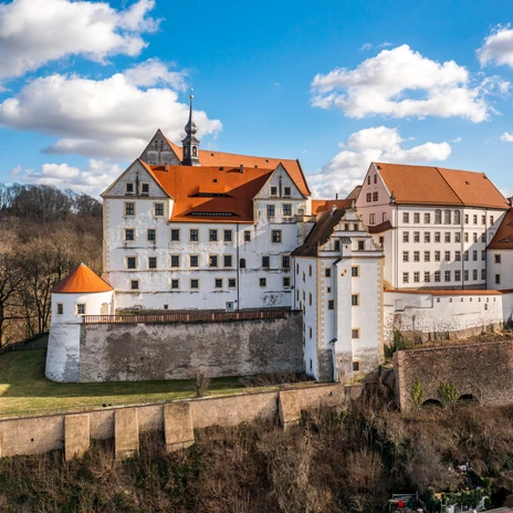 Pohled na hrad Colditz, památky, Schlösserland, výlet, volný čas