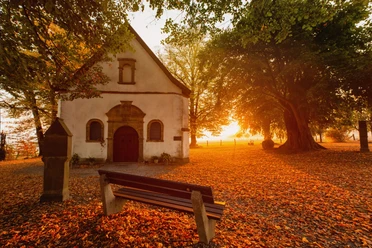 Kapelle "Zur Hilligen Seele" Kapelle "Zur Hilligen Seele" im Herbstlicht, umgeben von buntem Laub und alten Bäumen.