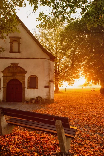 Kapelle "Zur Hilligen Seele" Kapelle "Zur Hilligen Seele" im Herbstlicht, umgeben von buntem Laub und alten Bäumen.