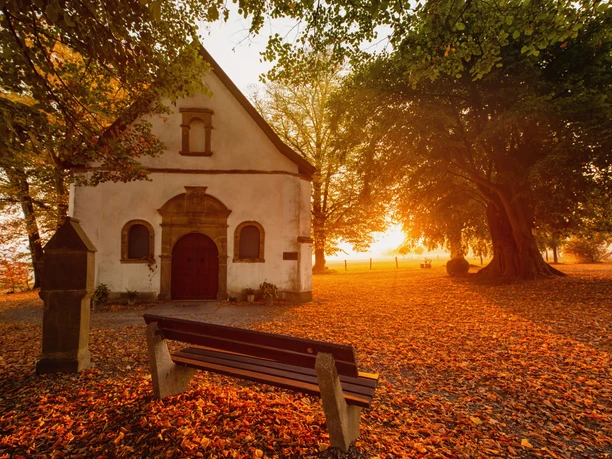 Kapelle "Zur Hilligen Seele" Kapelle "Zur Hilligen Seele" im Herbstlicht, umgeben von buntem Laub und alten Bäumen.