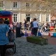 Spielemobil Stadt in Kinderhand auf dem Lingener Marktplatz am 07.März 2019