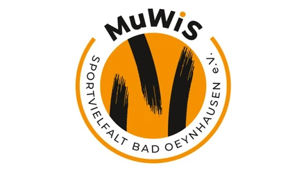Design ohne Titel.jpg Logo des Vereins MuWis mit orangefarbenem Kreis und schwarzen, dynamischen Linien vor weißem Hintergrund.