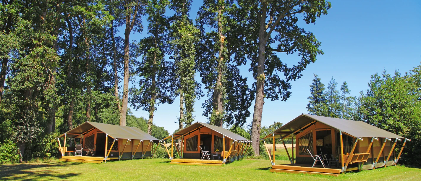 Blick auf die Safari-Zelte