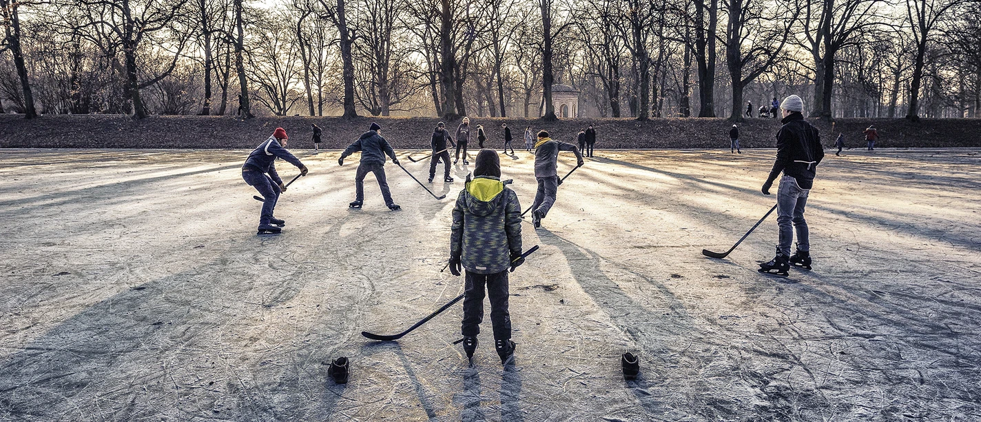 Děti na venkovním kluzišti, Volný čas, Sport, Zima v Lipsku