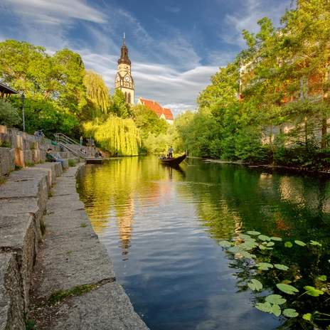 You can watch a gondola ride from the banks of the Karl Heine Canal, Wasserstadt Leipzig, Gondola