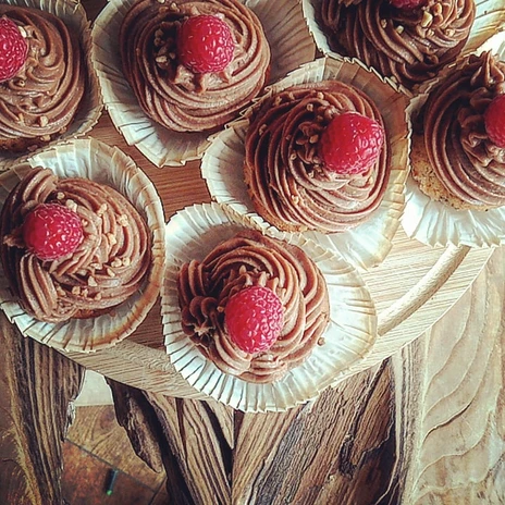 Homemade cupcakes decorated with a raspberry on top, Cake, Gastros in Leipzig
