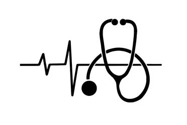Allgemeinmedizin Symbol eines Stethoskops mit Herzschlaglinie als Zeichen für medizinische Versorgung und Gesundheit