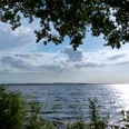 Ein weiter Blick auf das Steinhuder Meer, von Bäumen eingerahmt, das Sonnenlicht funkelt im Wasser.A wide view of the Steinhuder Meer, framed by trees, the sunlight sparkling in the water.En bred udsigt over Steinhuder Meer, indrammet af træer, sollyset funkler i vandet.Een weids uitzicht over het Steinhuder Meer, omlijst door bomen, het zonlicht fonkelend in het water.