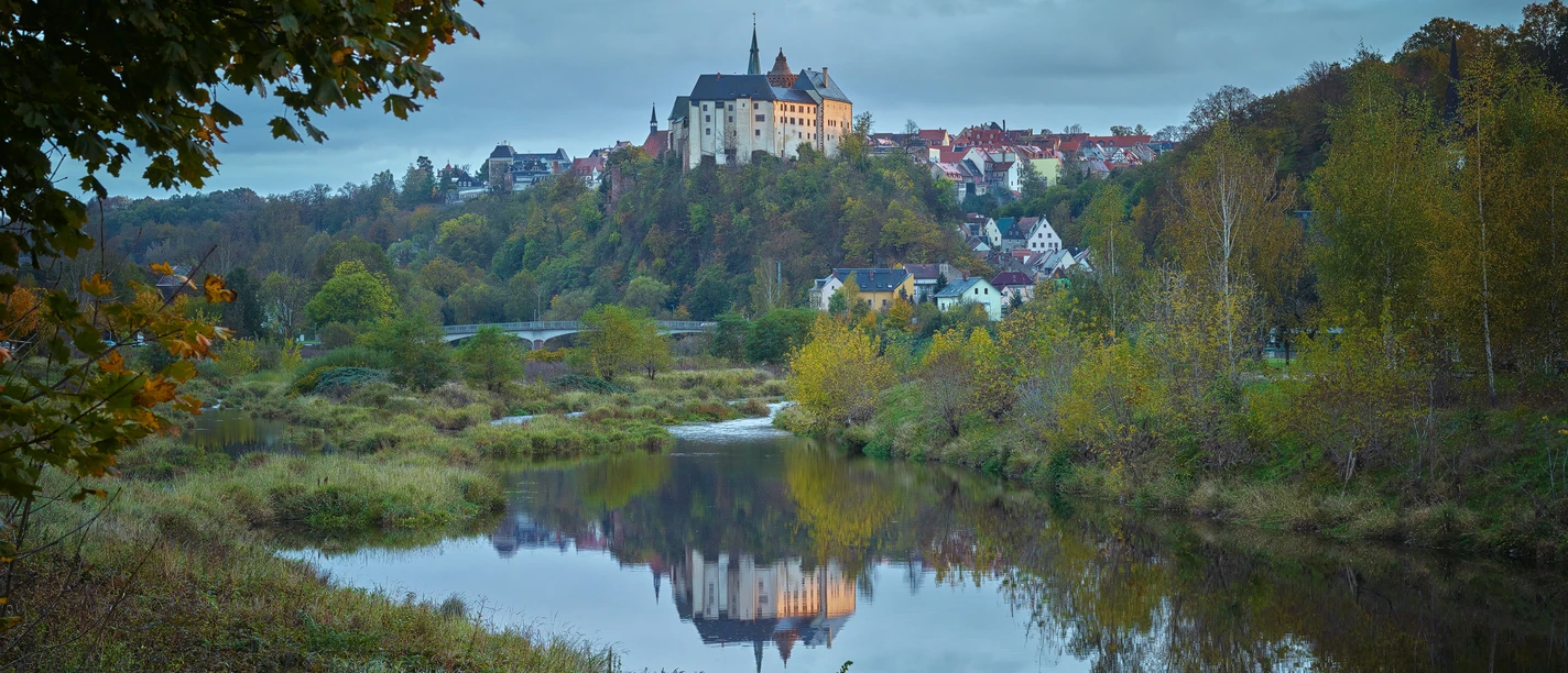 Freiberger Mulde with Mildenstein Castle in Leisnig