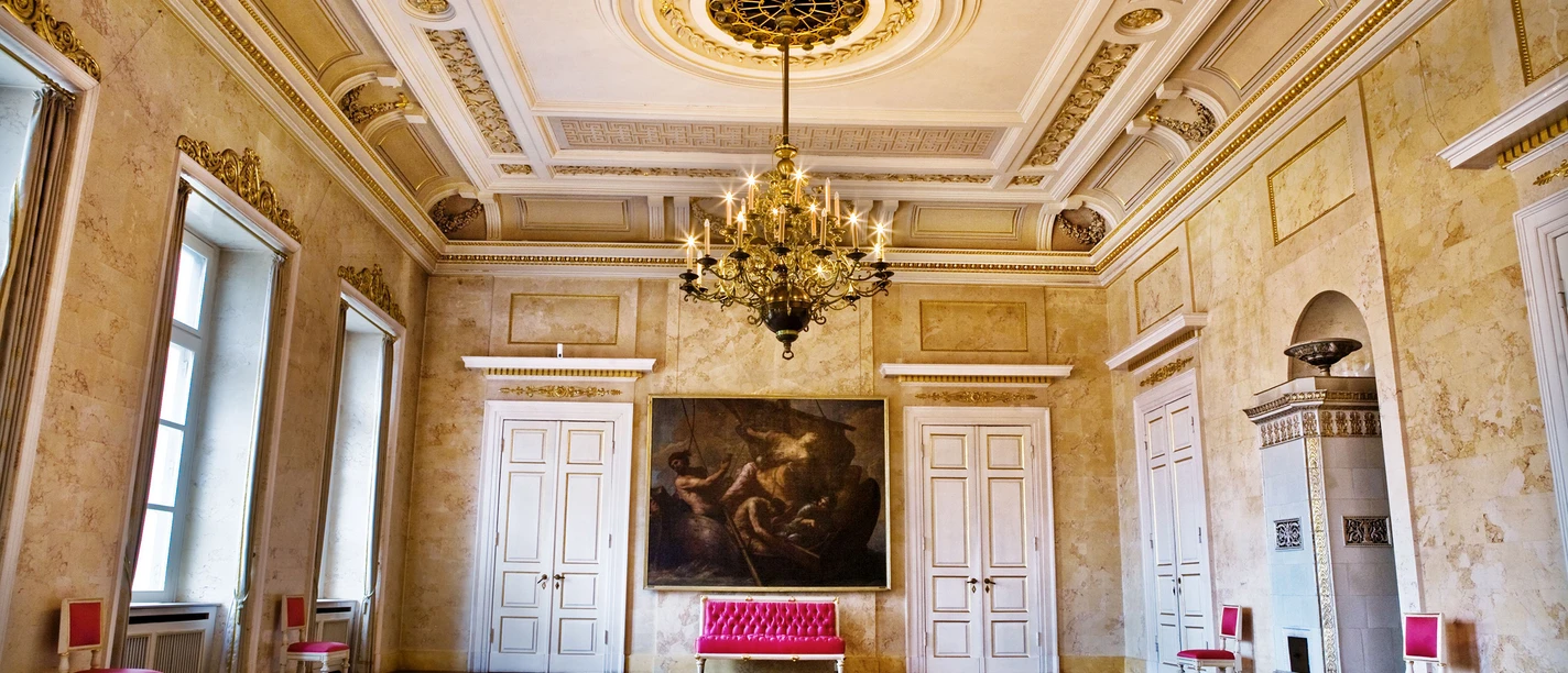 Landesmuseum Kunst und Kulturgeschichte Oldenburg Magnificent room in the State Museum of Art and Cultural History in Oldenburg with chandelier