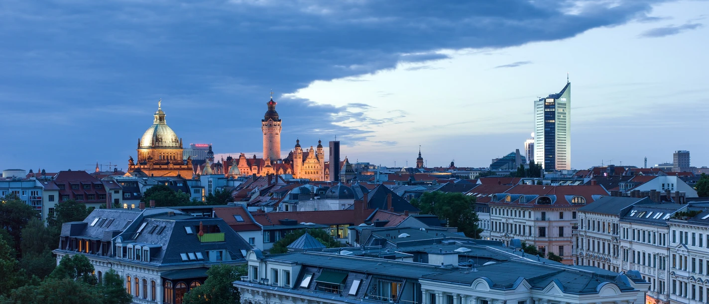 Skyline in the evening | Leipzig Convention Bureau Skyline in the evening - presented by Leipzig Convention Bureau