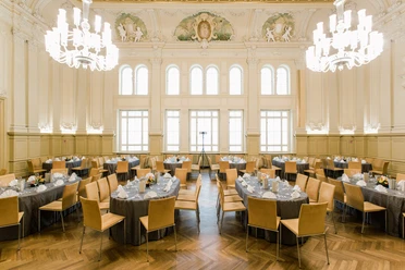 Barocksaal meeting room with banquet style seating at the event venue Salles de Pologne - presented by Leipzig Convention Bureau