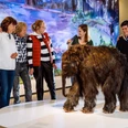 Vorstellung des Babymammuts Tinka während einer Führung im Neanderthal Museum in Mettmann Gruppenführung vor einem Babymammut-Modell im Neanderthal Museum Mettmann, moderiert von einer Guide.