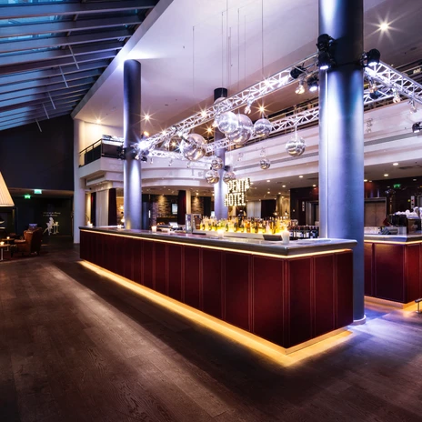 Reception Lounge at the conference hotel Pentahotel Leipzig | Leipzig Convention Bureau Bar counter at the Reception Lounge at conference hotel Pentahotel Leipzig - presented by Leipzig Convention Bureau
