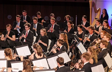 Gruppe von Musiker*innen bei einem Konzert.