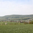 Ausblick Elbrinxen Weite Felder und Wälder umgeben das Dorf Elbrinxen, eingebettet in eine sanfte Hügellandschaft.