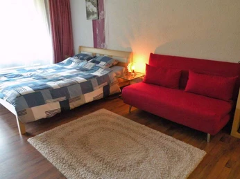 Double bed and pull-out sofa bed
