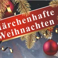 Roter Weihnachtsbanner mit goldenem Schriftzug, umgeben von goldenen Tannenzweigen und einer roten Kugel.Red Christmas banner with golden lettering, surrounded by golden fir branches and a red ball.Rødt julebanner med gyldne bogstaver, omgivet af gyldne grangrene og en rød kugle.Rode kerstbanner met gouden letters, omringd door gouden sparrentakken en een rode bal.