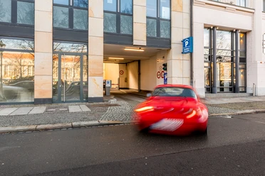 Q-Park Leipzig - Forum am Brühl Einfahrt des Q-Parks Forum am Brühl im Zentrum von Leipzig