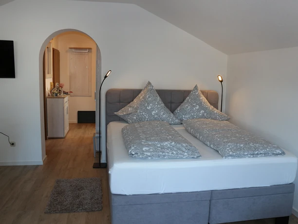 Wohn-/Schlafzimmer mit Blick in den Flur