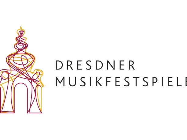 DMF_hohe_Aufloesung_300dpi.jpeg Logo der Dresdner Musikfestspiele mit stilisiertem Gebäude in Rot- und Gelbtönen.