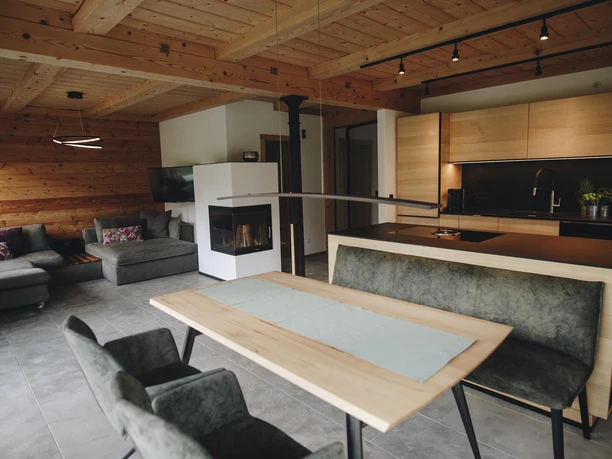 Ferienwohnung in den Bergen, Wohnraum Chalet,Obera