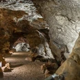 Aggertalhöhle <p>Ein beleuchteter Höhlenpfad schlängelt sich durch raue Felsformationen unterschiedlicher Farben.</p>